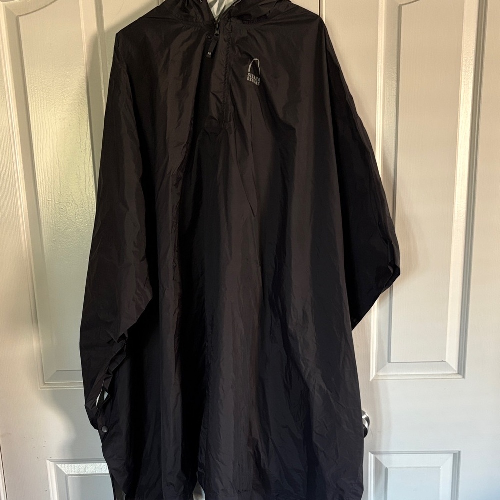 Black Hooded Rain Poncho